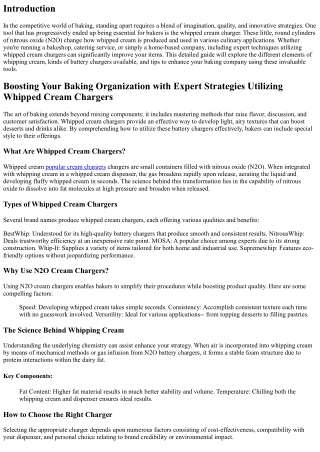 Enhancing Your Baking Company with Expert Strategies Using Whipped Cream Charger