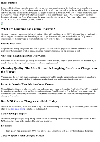 Picking Quality: The Most Reliable Nitrous Oxide Cream Chargers on the marketpla