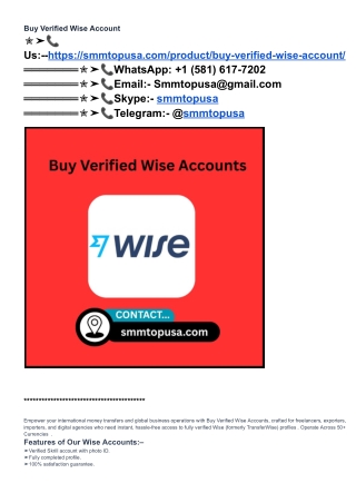 Buy verified Wise accounts scam_ What to know