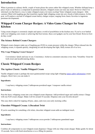 Whipped Cream Charger Recipes: From Classic to Premium Creations
