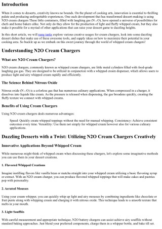 Spectacular Desserts with a Twist: Using N2O Cream Chargers Creatively