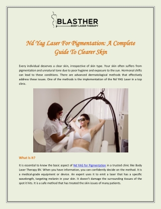 Nd Yag Laser For Pigmentation: A Complete Guide To Clearer Skin