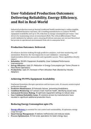 User-Validated Production Outcomes