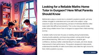 Looking for a Reliable Maths Home Tutor in Gurgaon? Here’s What Parents Should K