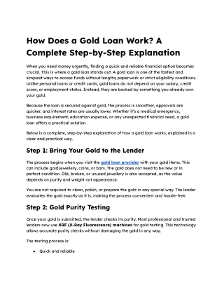 How Does a Gold Loan Work