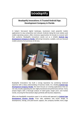 Android App Development Services Florida – Mobile Solutions Experts