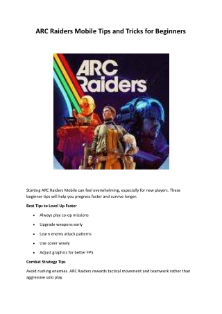 ARC Raiders Mobile Tips and Tricks for Beginners
