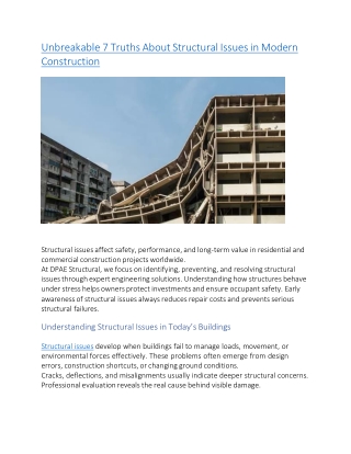 Unbreakable 7 Truths About Structural Issues in Modern Construction