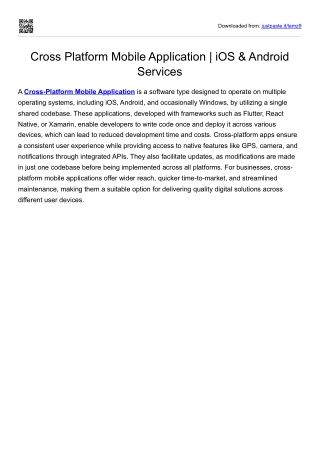 Cross Platform Mobile Application Singapore