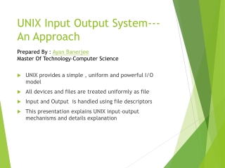 UNIX Input Output System