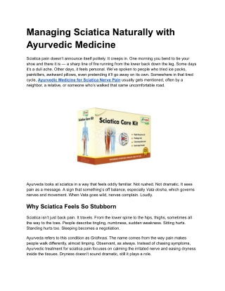 Managing Sciatica Naturally with Ayurvedic Medicine