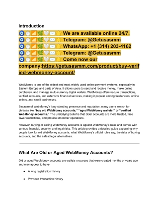 Which is the Best Place to Buy Verified WebMoney Accounts in 2026