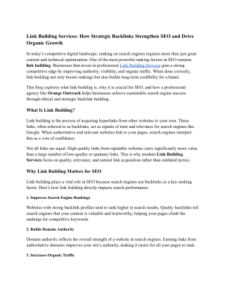 Link Building Services_ How Strategic Backlinks Strengthen SEO and Drive Organic Growth