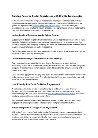Building Powerful Digital Experiences with Crantia Technologies