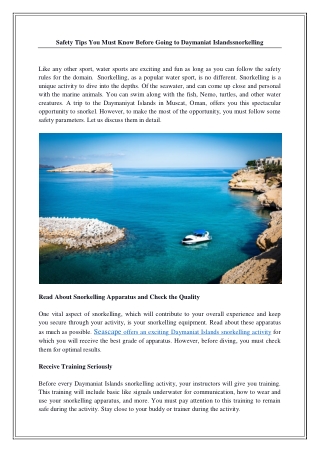 Safety Tips You Must Know Before Going to Daymaniat Islandssnorkelling