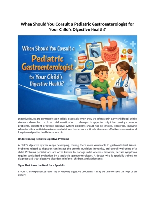 When Should You Consult a Pediatric Gastroenterologist for Your Child?