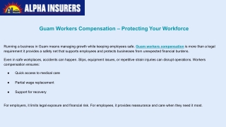 Guam Workers Compensation: Building a Safer and More Stable Business