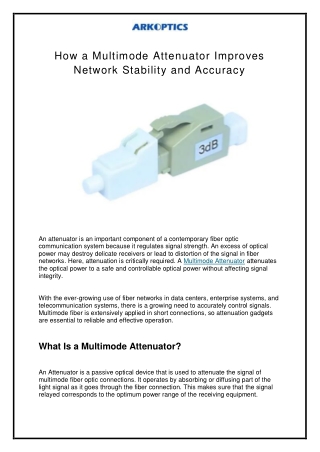 How a Multimode Attenuator Improves Network Stability and Accuracy