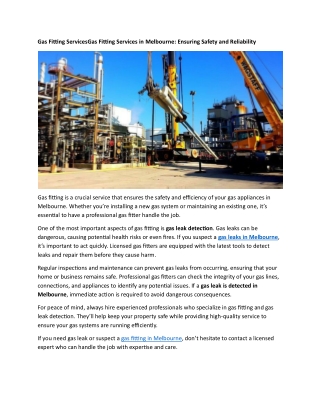 Gas Fitting ServicesGas Fitting Services in Melbourne: Ensuring Safety and Relia