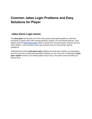 Common Jalwa Login Problems and Easy Solutions for Player