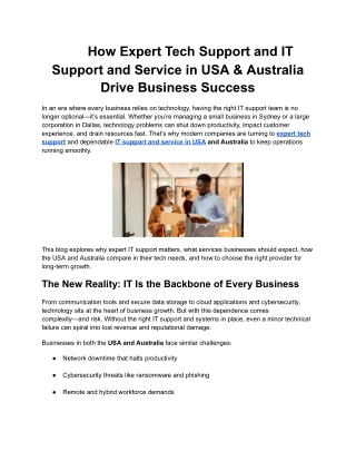 How Expert Tech Support and IT Support and Service in USA & Australia Drive Business Success (1)