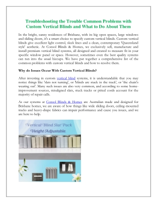 Troubleshooting the Trouble Common Problems with Custom Vertical Blinds and What to Do About Them