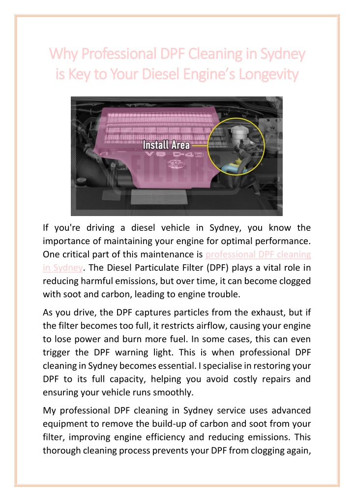 PPT - Why Professional DPF Cleaning in Sydney is Key to Your Diesel ...