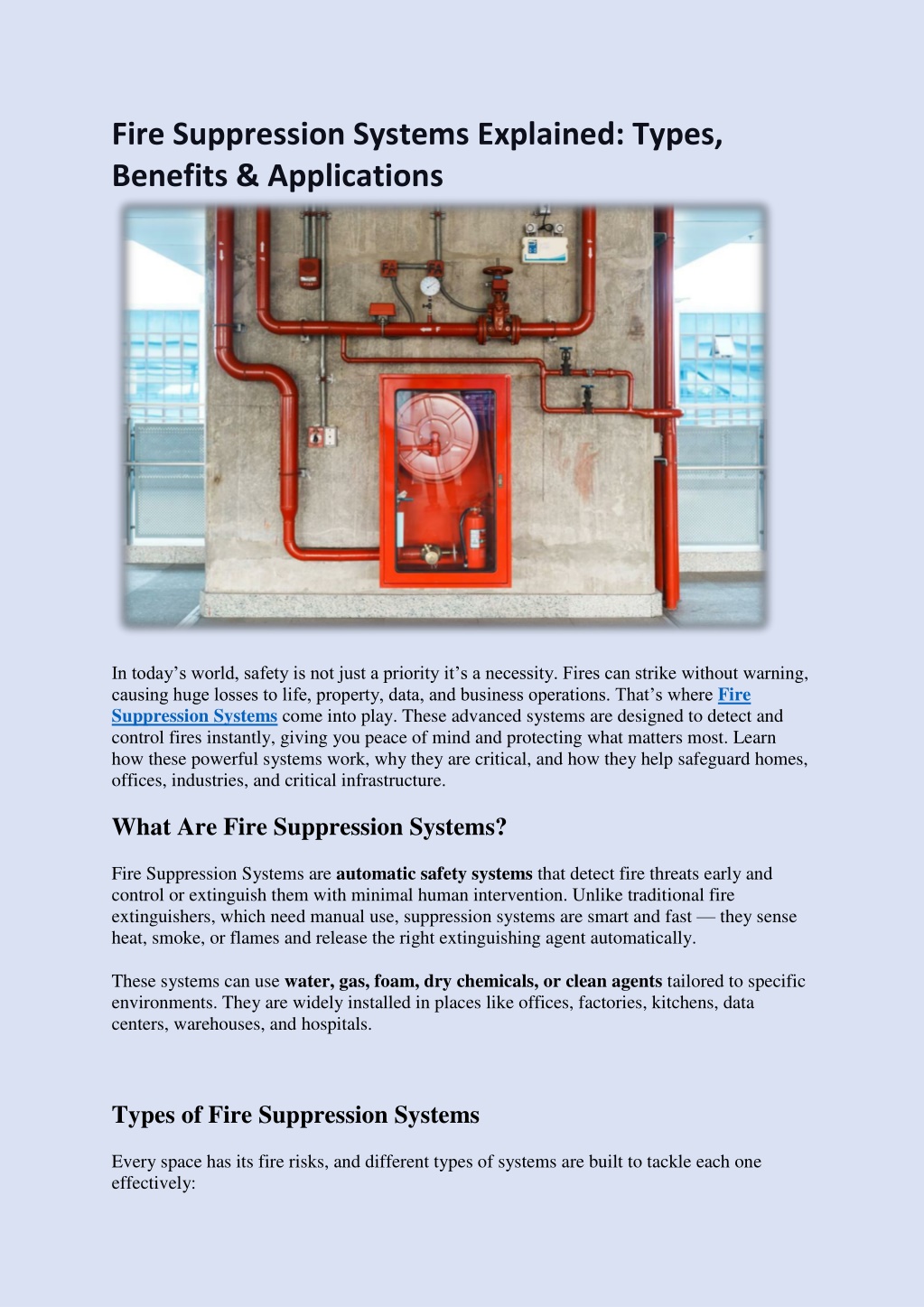 PPT - Fire Suppression Systems Explained: Types, Benefits ...