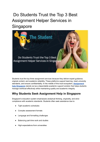 Do Students Trust the Top 3 Best Assignment Helper Services in Singapore (1)