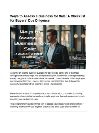 Ways to Assess a Business for Sale: A Checklist for Buyers’ Due Diligence