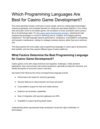 Which Programming Languages Are Best for Casino Game Development_