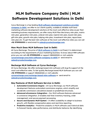 MLM Software Company Delhi _ MLM Software Development Solutions in Delhi