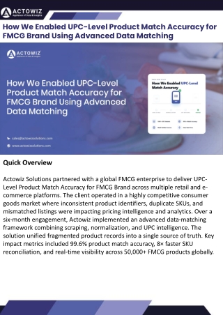 UPC-Level Product Match Accuracy for FMCG Brand