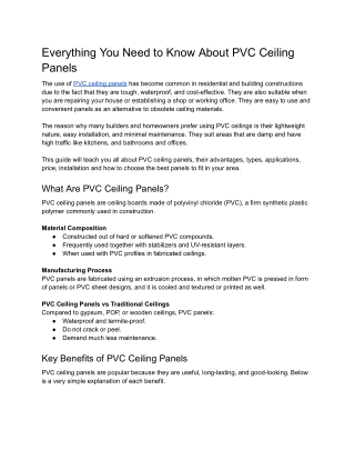 Everything You Need to Know About PVC Ceiling Panels