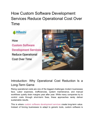 How Custom Software Development Services Reduce Operational Cost