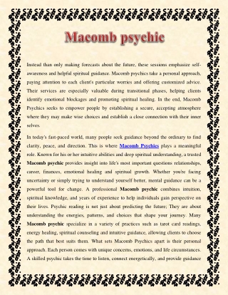Macomb psychic