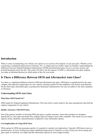 Is There a Difference Between OEM and Aftermarket Auto Glass?