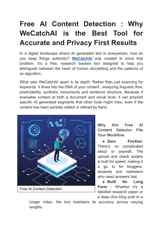 Free AI Content Detection _ Why WeCatchAI is the Best Tool for Accurate and Privacy First Results