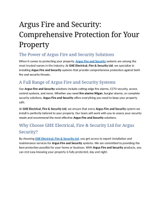 4- Argus Fire and Security Comprehensive Protection for Your Property