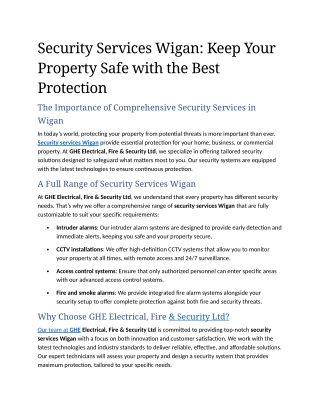 7- Security Services Wigan Keep Your Property Safe with the Best Protection