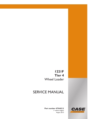 CASE 1221F Tier 4 Wheel Loader Service Repair Manual Instant Download