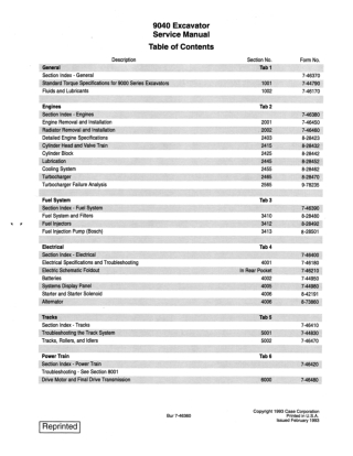CASE 9040 Excavator Service Repair Manual Instant Download