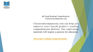 4th Grade Reading Comprehension  Classroomcompanions.com