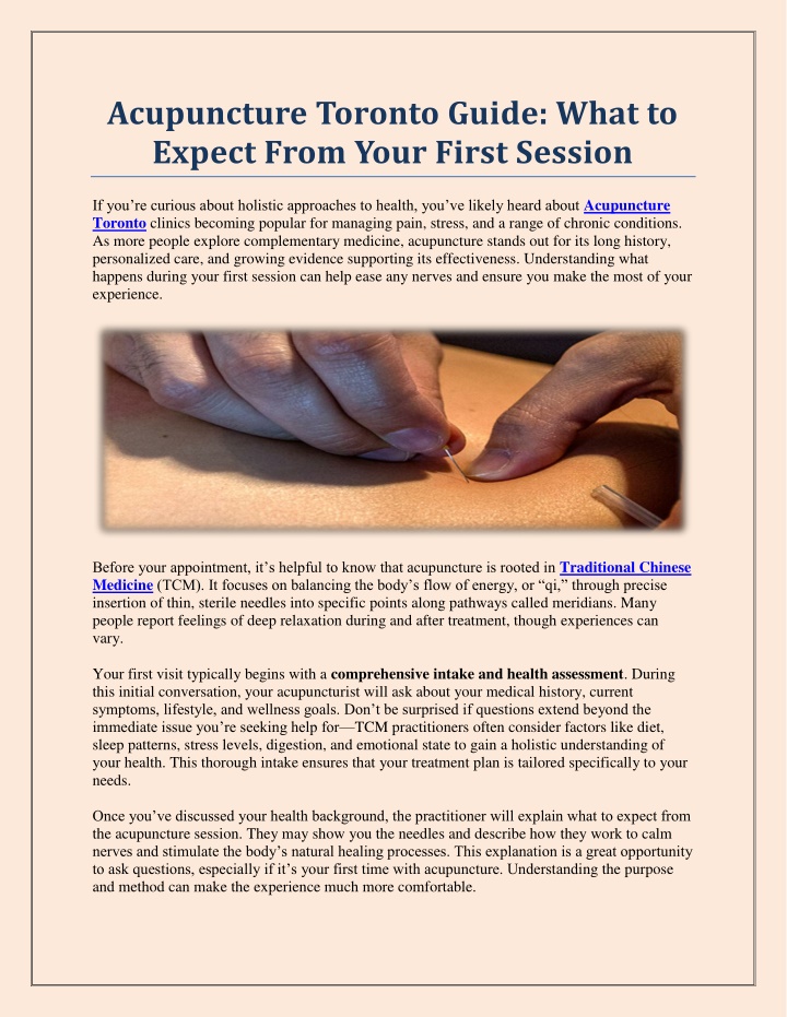 PPT - Acupuncture Toronto Guide: What to Expect From Your First Session ...