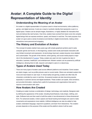 Avatar_ A Complete Guide to the Digital Representation of Identity