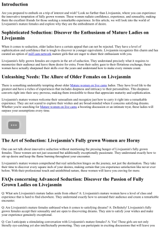 Sophisticated Temptation: Discover the interest of mature ladies on Livejasmin