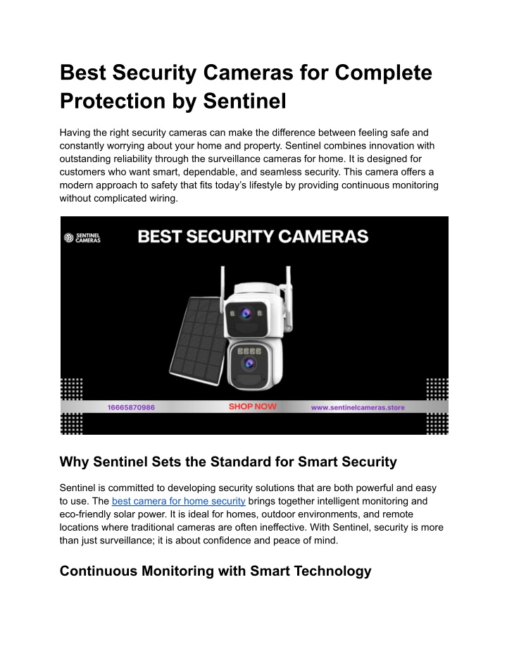 PPT - Best Security Cameras for Complete Protection by Sentinel ...