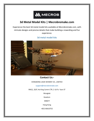 3d Metal Model Kits | Mecrobremake.com