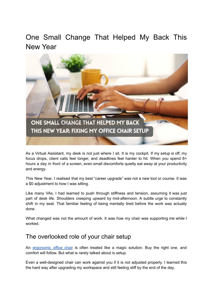 Back A Change PPT - One Small Change That Helped My Back This New Year PowerPoint ...