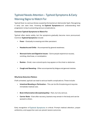 Typhoid Needs Attention – Typhoid Symptoms & Early Warning Signs to Watch For